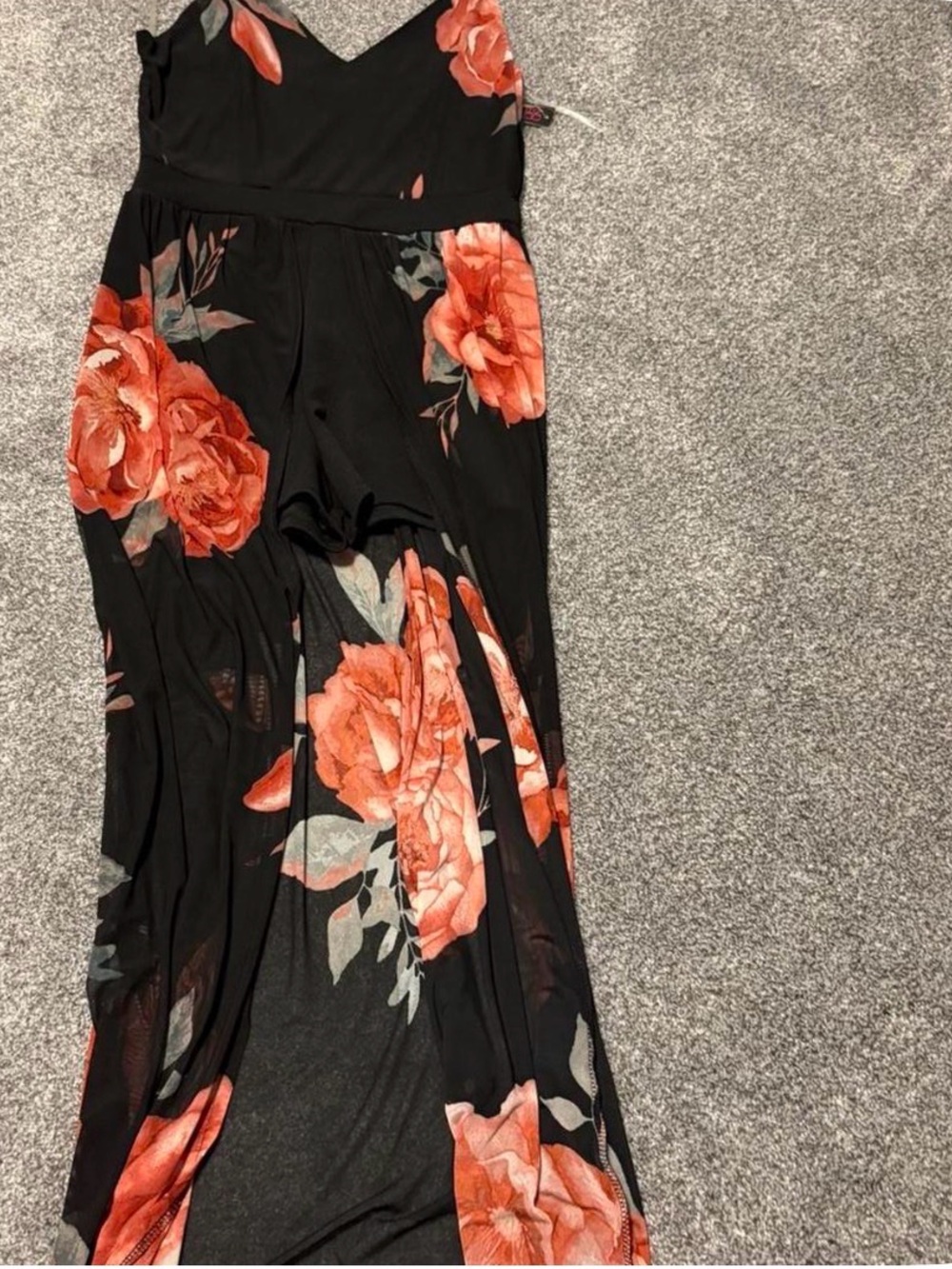 No Boundaries Black Maxi Dress with Coral Floral Print
